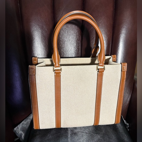 Tory Burch Tan and Cream Satchel w/Crossbody Strap NWOT - Picture 2 of 10